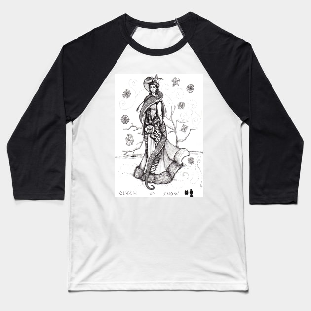 QUEEN OF SNOW Baseball T-Shirt by spacedivers